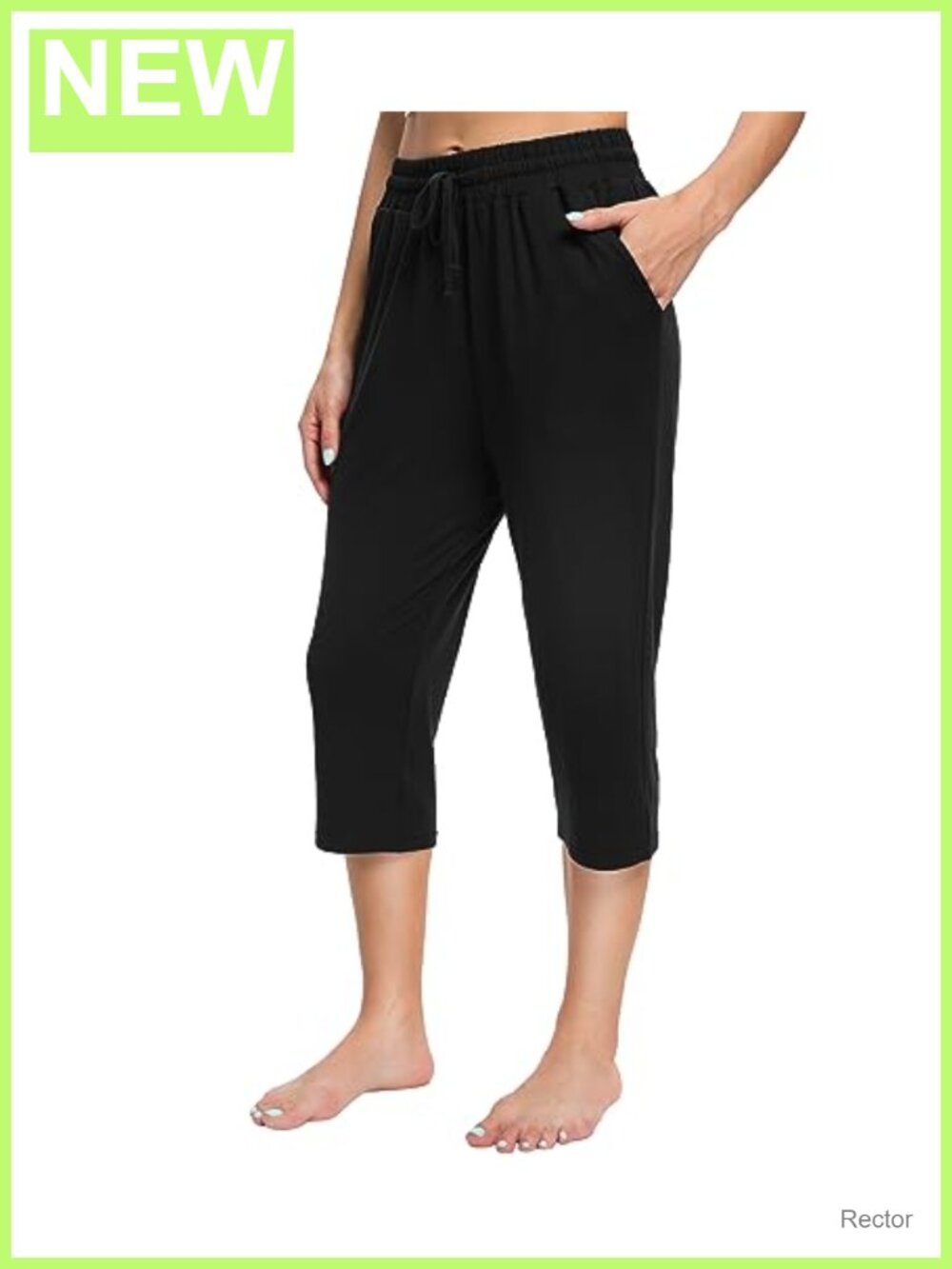 Women's Loose High Waisted Yoga Capri Pants with Pockets